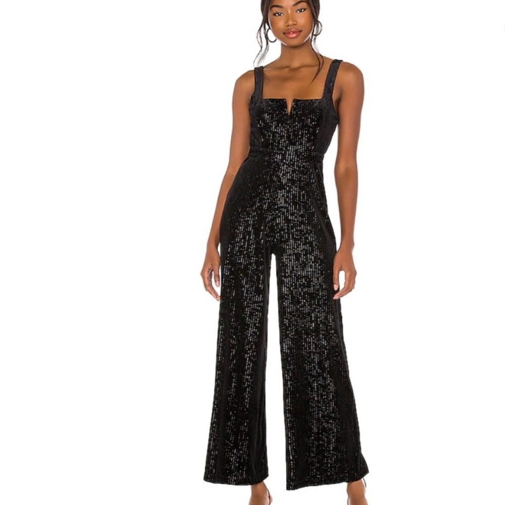 L*Space Vera  Shimmering Black Jumpsuit